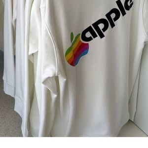 Apple White Hoodie with Rainbow Logo